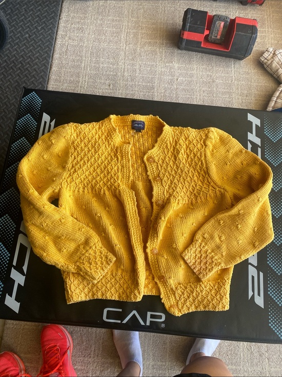 Allen Solly Sweaters - Allen Solly Mustard Yellow Textured Knit Cardigan